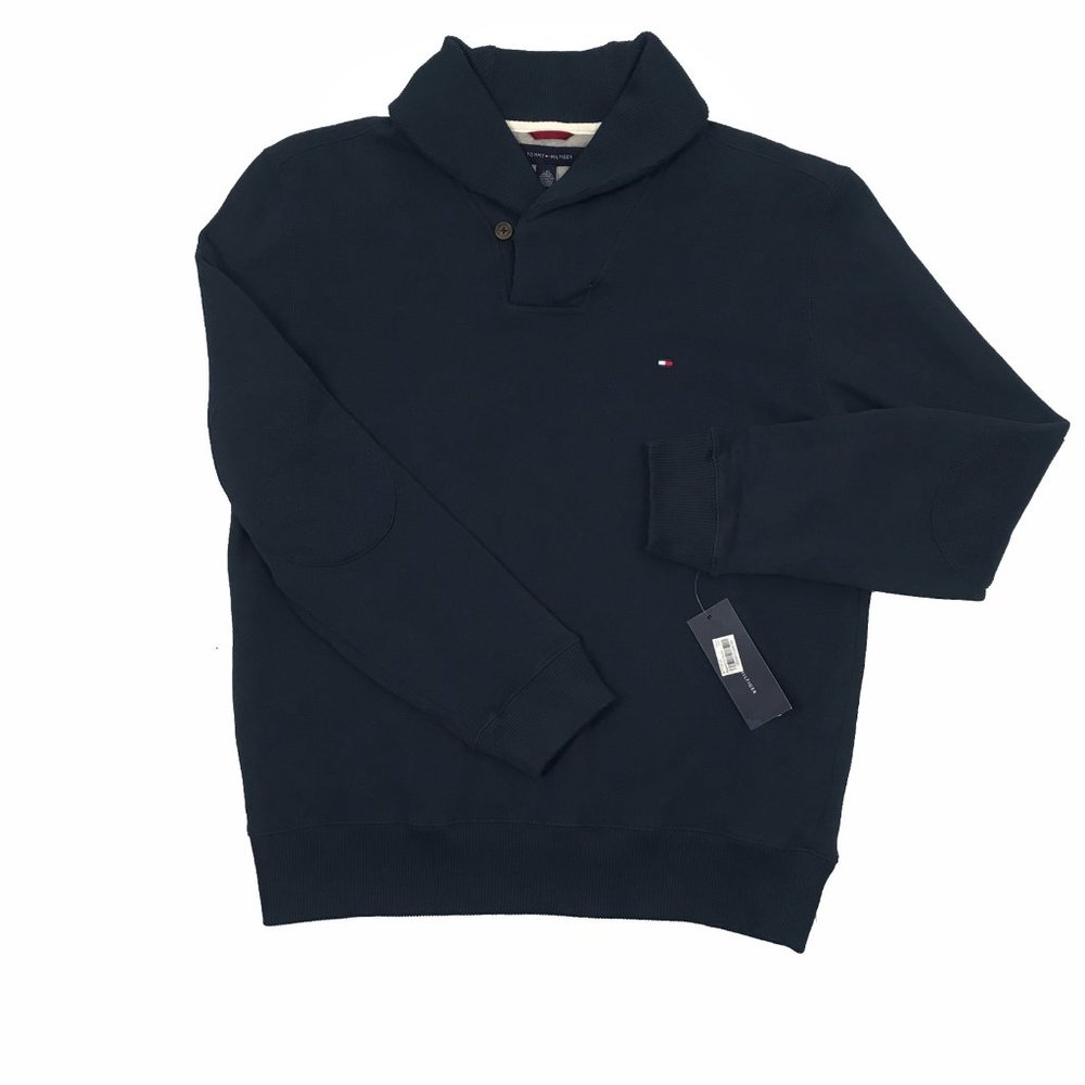 NEW Vintage Tommy Hilfiger Sweatshirt! Navy Fisherman Style With Button Neck
